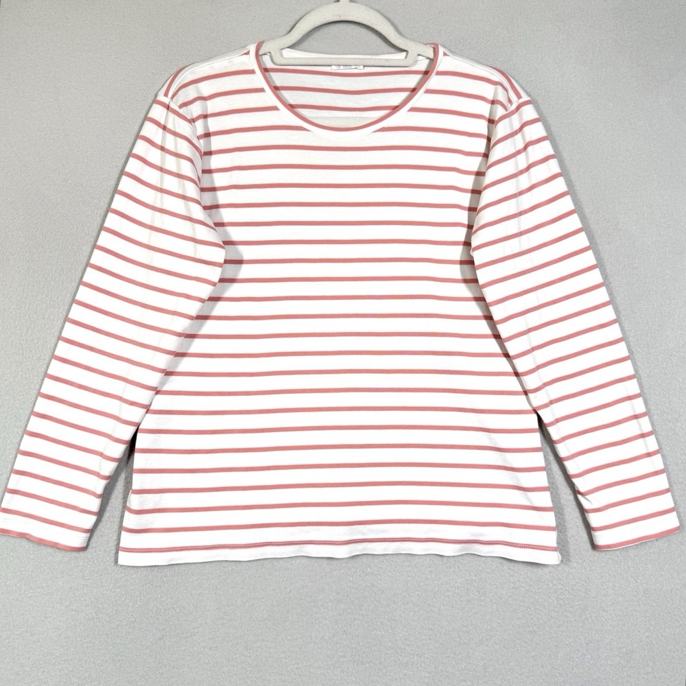 Lake Pajama Top Womens Medium Pink Striped Cotton Sleepwear Luxury Lounge Sleep